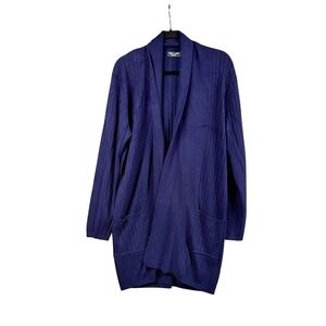 Paul Jones Mens Navy Blue Ribbed Cardigan Sweater Shawl Collar Size M